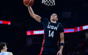 tyran stokes dunking in team USA jersey